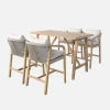Mesa alta de jardín de madera de acacia con 4 sillones