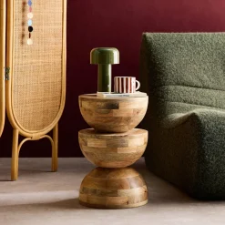 Mesa auxiliar de madera de mango