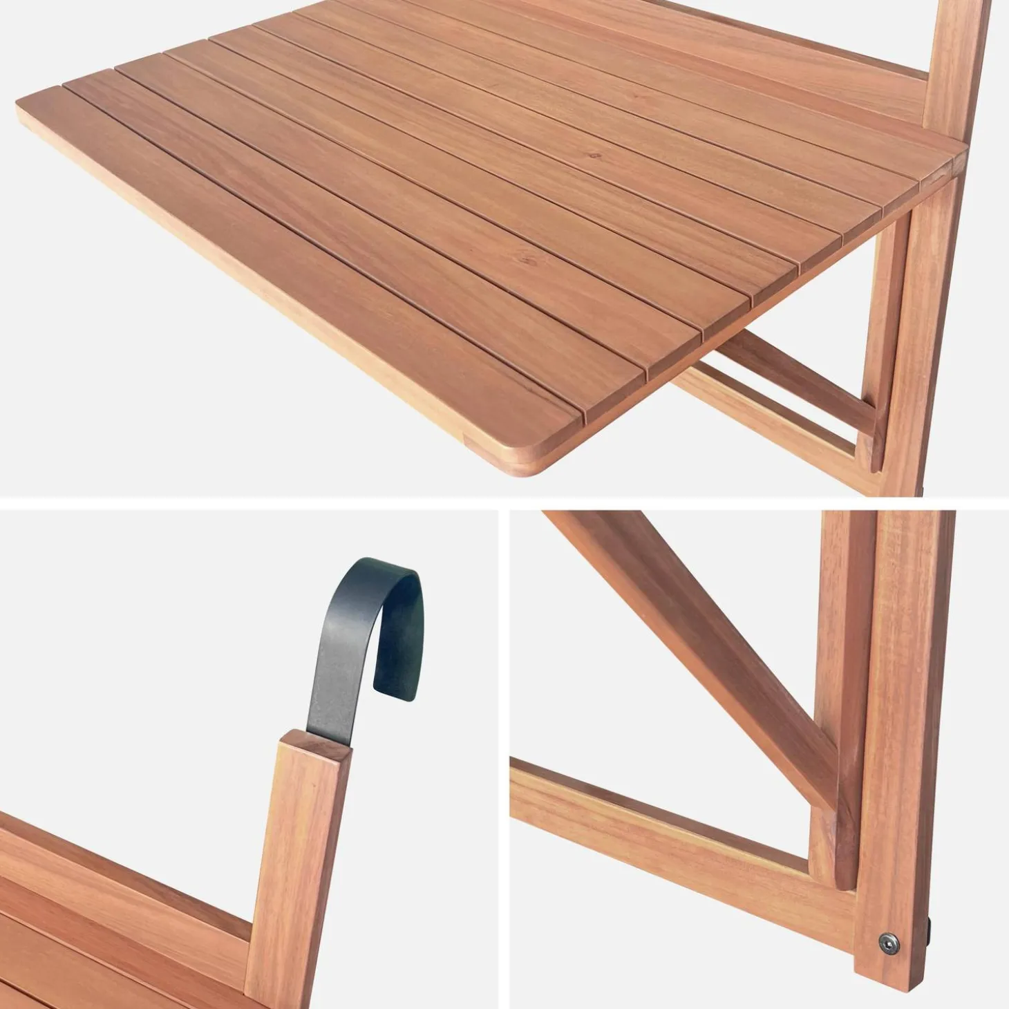 Mesa auxiliar de madera para balcón, plegable