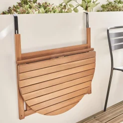Mesa auxiliar de madera para balcón, plegable