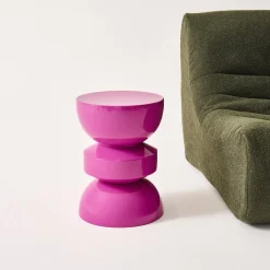 Mesa auxiliar, extremo del sofá, mesita de metal efecto glassy