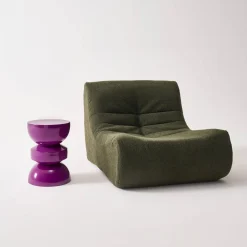 Mesa auxiliar, extremo del sofá, mesita de metal efecto glassy