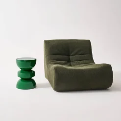 Mesa auxiliar, extremo del sofá, mesita de metal efecto glassy
