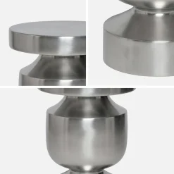 Mesa auxiliar, mesa de sofá, mesita de noche de acero inoxidable Ø30,5 x H43,5cm