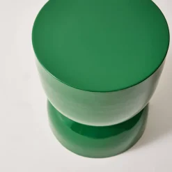 Mesa auxiliar, mesa lateral de sofá, mesita metálica efecto brillante