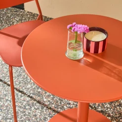 Mesa bistró de jardín redonda de acero con 2 sillas