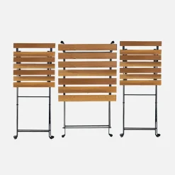 Mesa bistro plegable madera y metal con 2 sillas