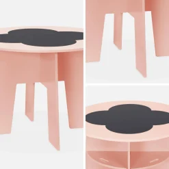 Mesa con pizarra y 4 sillas con almacenaje para niños