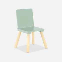 Mesa cuadrada infantil de madera de pino, 2 sillas