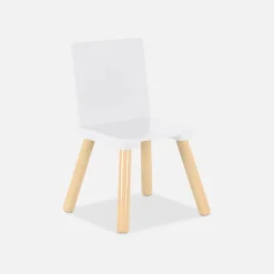 Mesa cuadrada infantil de madera de pino, 2 sillas