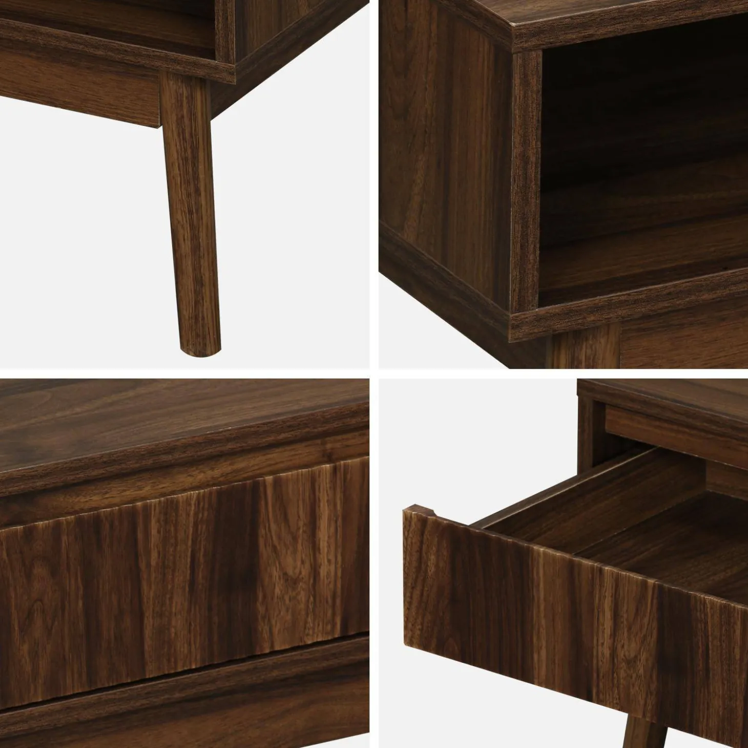 Mesa de centro con decoración de madera, 1 cajón