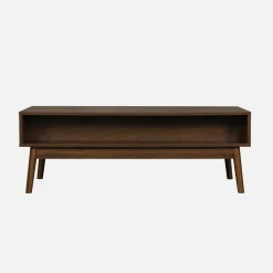 Mesa de centro con decoración de madera, 1 cajón