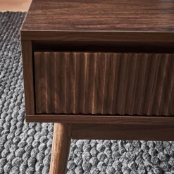 Mesa de centro con decoración de madera, 1 cajón