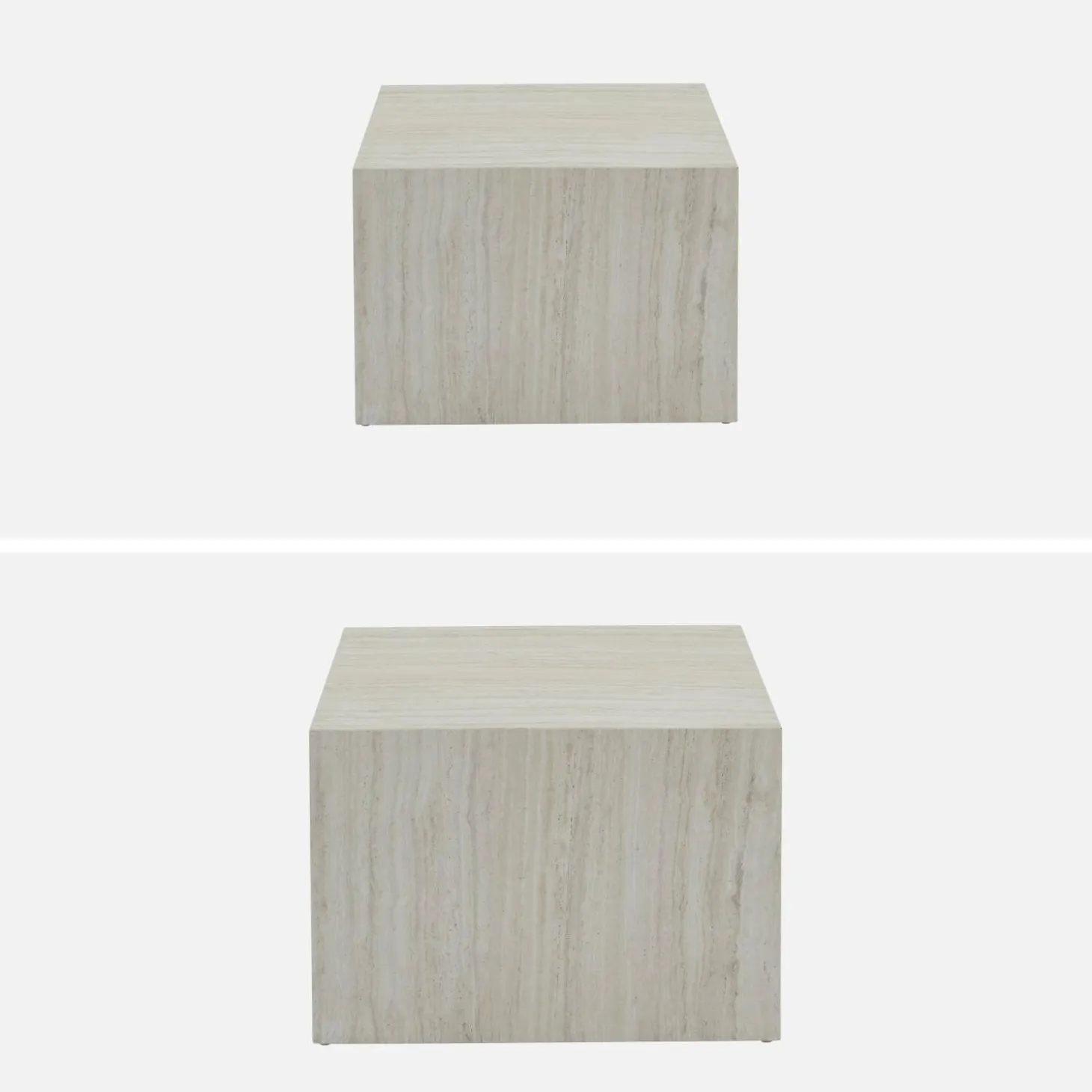 Mesa de centro cuadrada con efecto mármol, set de 2