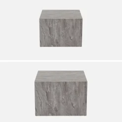 Mesa de centro cuadrada con efecto mármol, set de 2