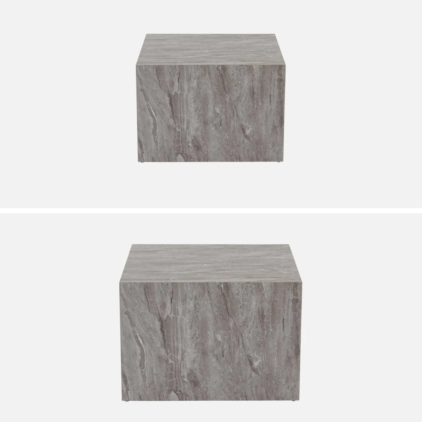 Mesa de centro cuadrada con efecto mármol, set de 2