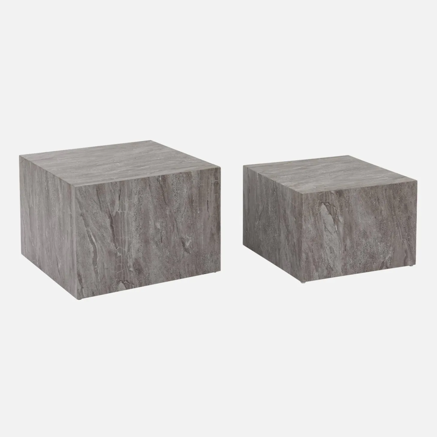 Mesa de centro cuadrada con efecto mármol, set de 2