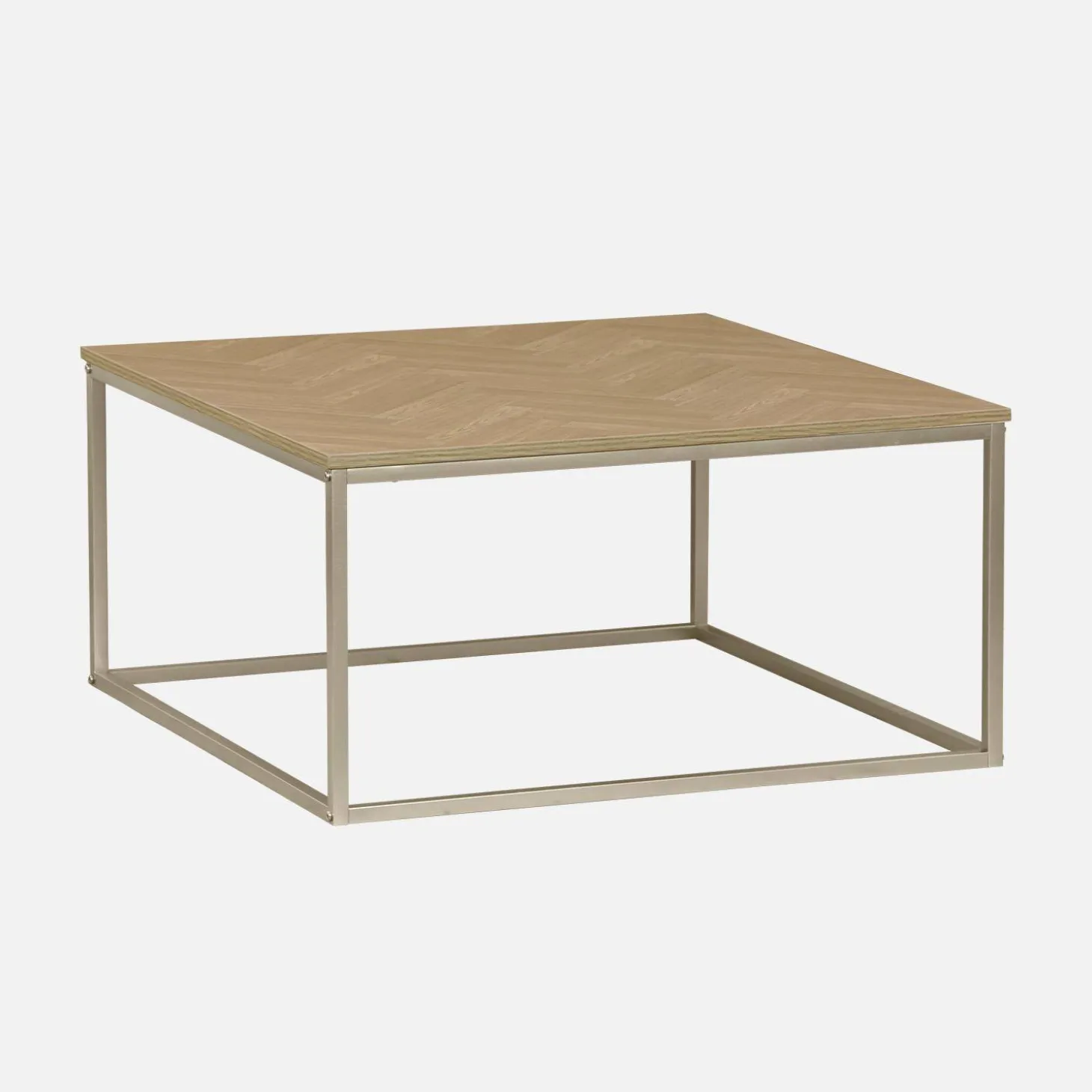 Mesa de centro de efecto madera con dibujo de espiga
