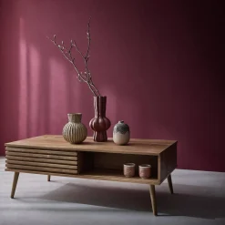 Mesa de centro escandinava con puertas correderas