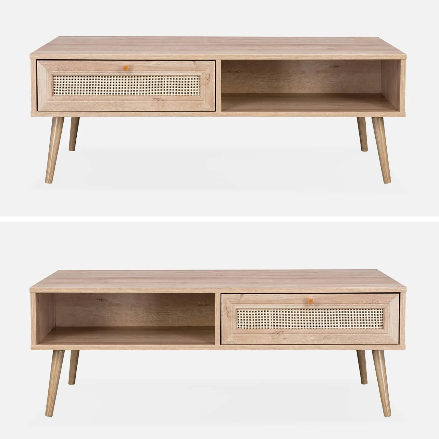 Mesa de centro estilo escandinavo de caña