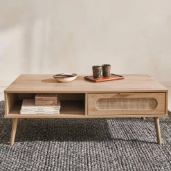 Mesa de centro estilo escandinavo, 1 cajón