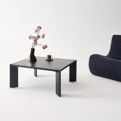 Mesa de centro exótica cuadrada de madera maciza