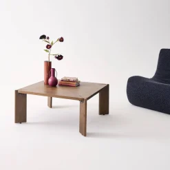 Mesa de centro exótica cuadrada de madera maciza