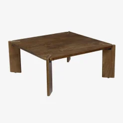 Mesa de centro exótica cuadrada de madera maciza