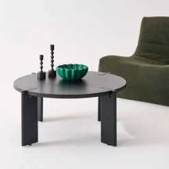 Mesa de centro exótica redonda de madera maciza
