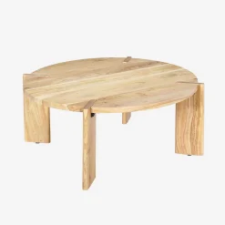 Mesa de centro exótica redonda de madera maciza