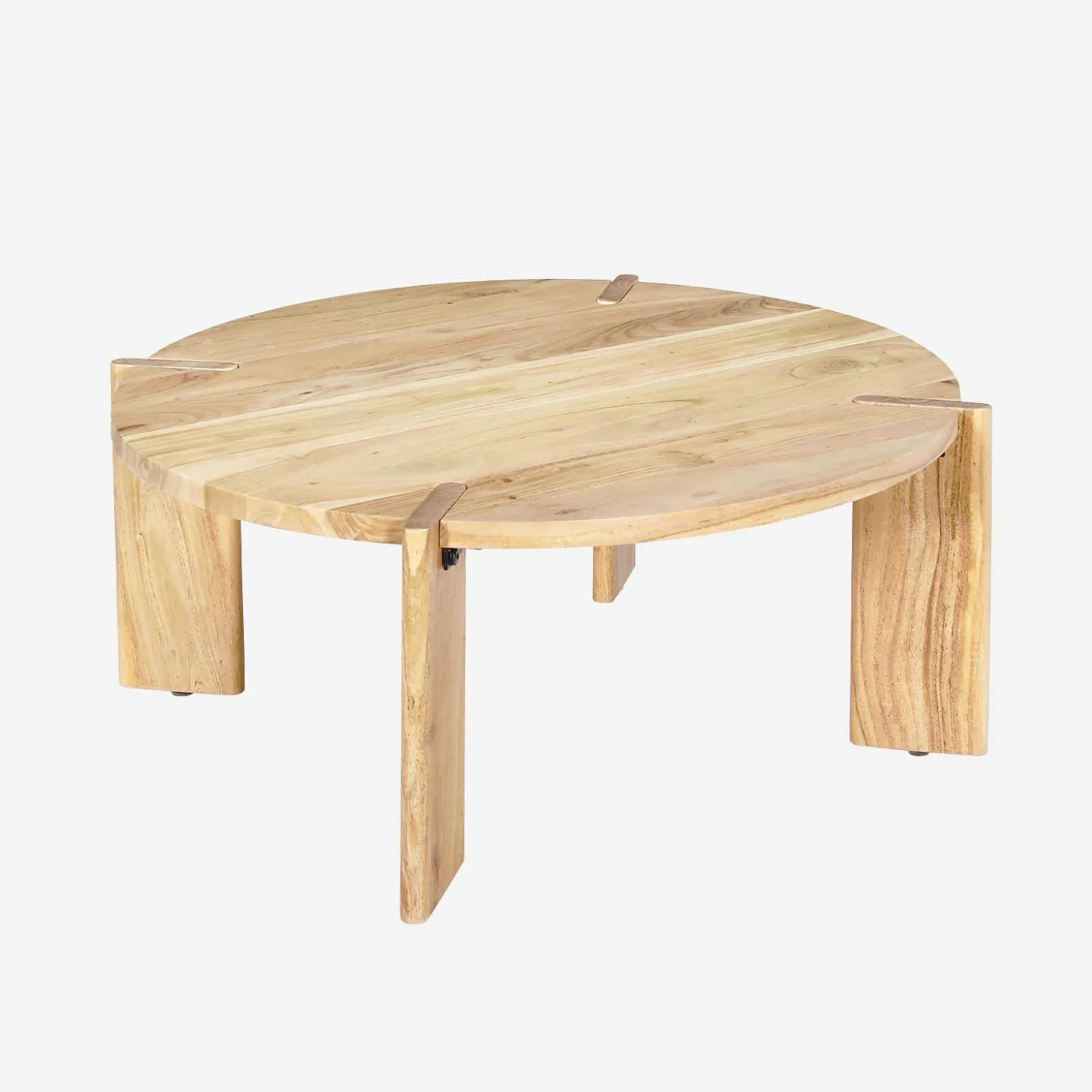 Mesa de centro exótica redonda de madera maciza
