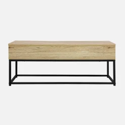 Mesa de centro industrial efecto madera, elevable