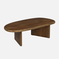Mesa de centro ovalada de madera de mango maciza