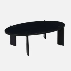 Mesa de centro ovalada de madera maciza de mango