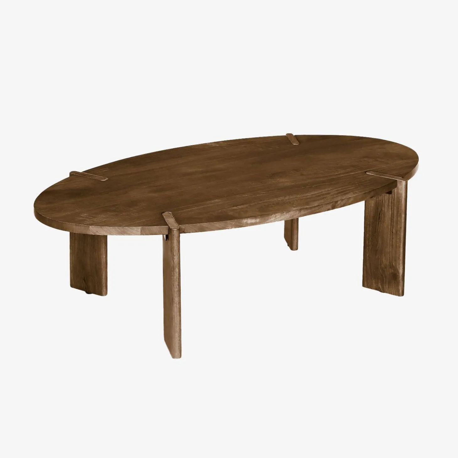 Mesa de centro ovalada de madera maciza de mango