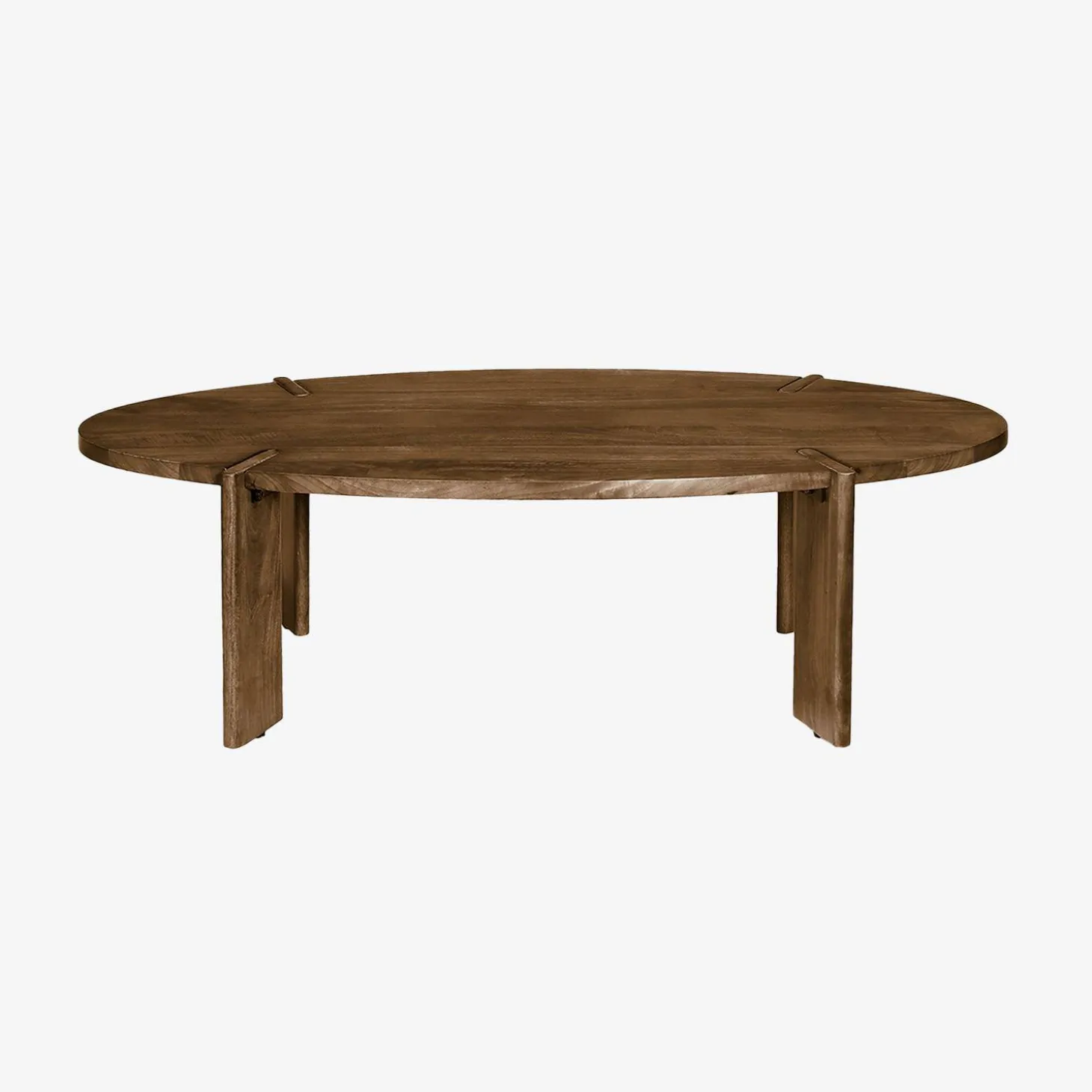 Mesa de centro ovalada de madera maciza de mango