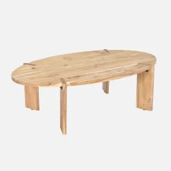 Mesa de centro ovalada de madera maciza de mango