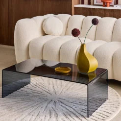 Mesa de centro rectangular de cristal templado
