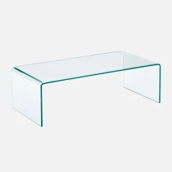 Mesa de centro rectangular de vidrio templado
