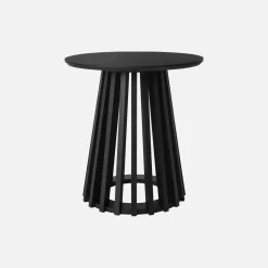 Mesa de centro redondas de efecto madera y abeto, set de 2