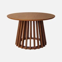 Mesa de centro redondas de efecto madera y abeto, set de 2