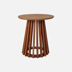 Mesa de centro redondas de efecto madera y abeto, set de 2