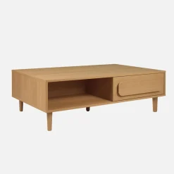 Mesa de centro vintage con efecto madera y 1 cajón