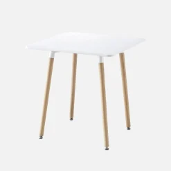 Mesa de comedor cuadrada de MDF y madera de haya, 70cm