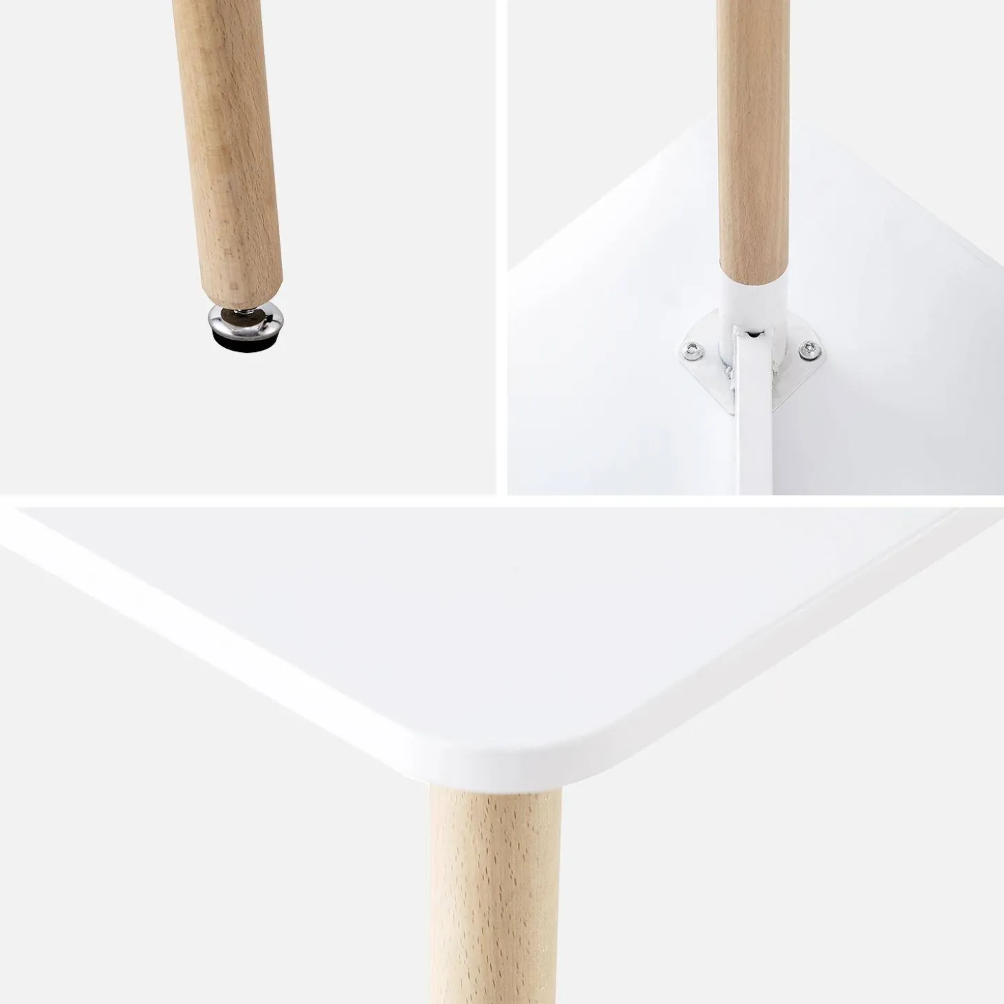 Mesa de comedor cuadrada de MDF y madera de haya, 70cm