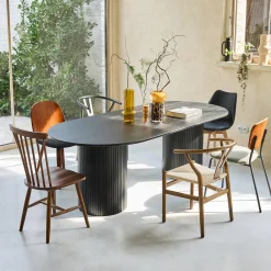 Mesa de comedor de madera de hévea y chapado de roble, 8 plazas