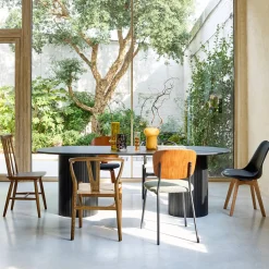 Mesa de comedor de madera de hévea y chapado de roble, 8 plazas