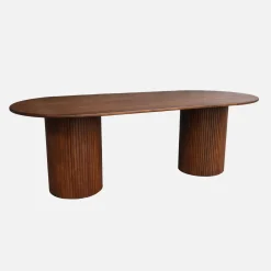 Mesa de comedor de madera de hévea y chapado de roble, 8 plazas