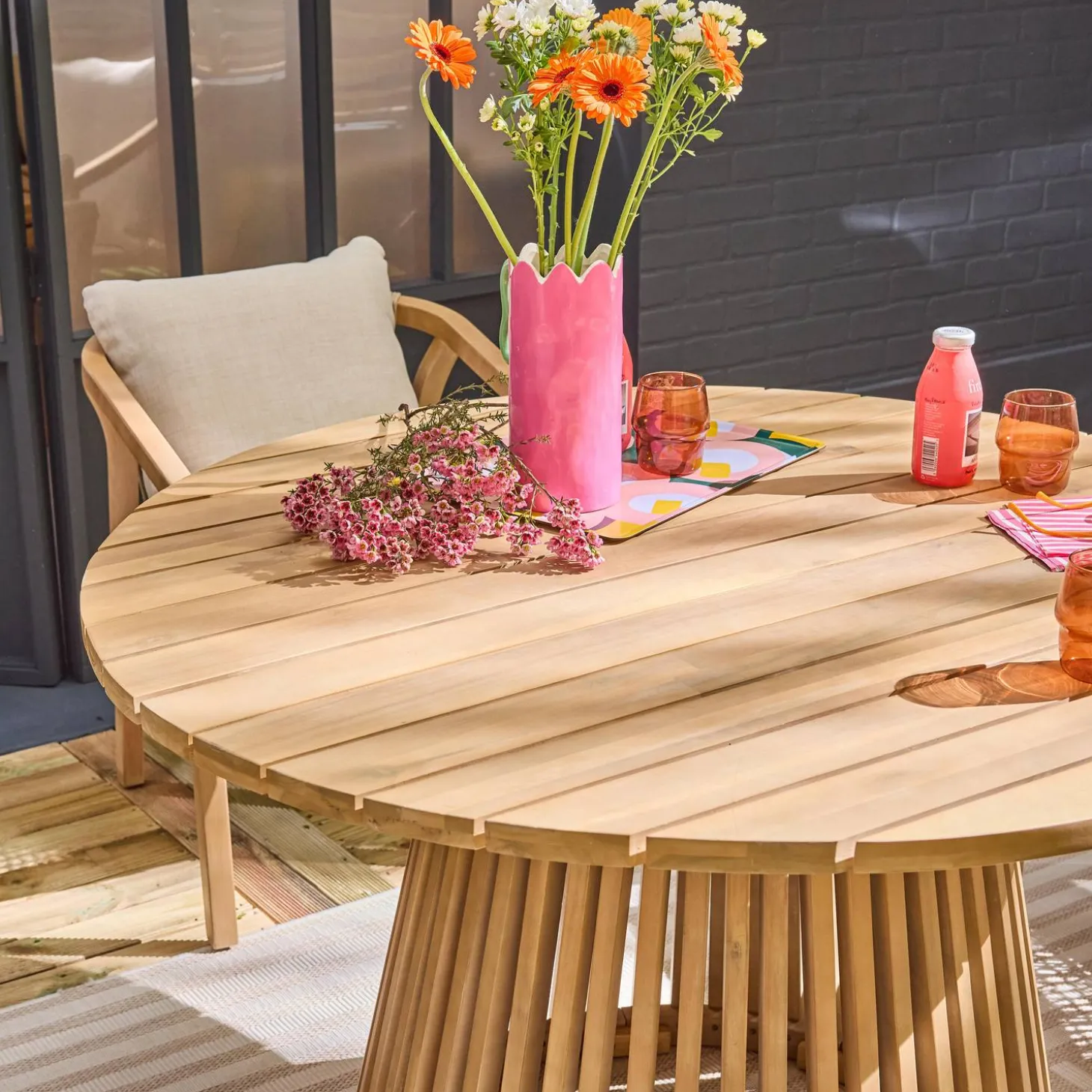 Mesa de comedor interior/exterior madera de acacia de 4 plazas