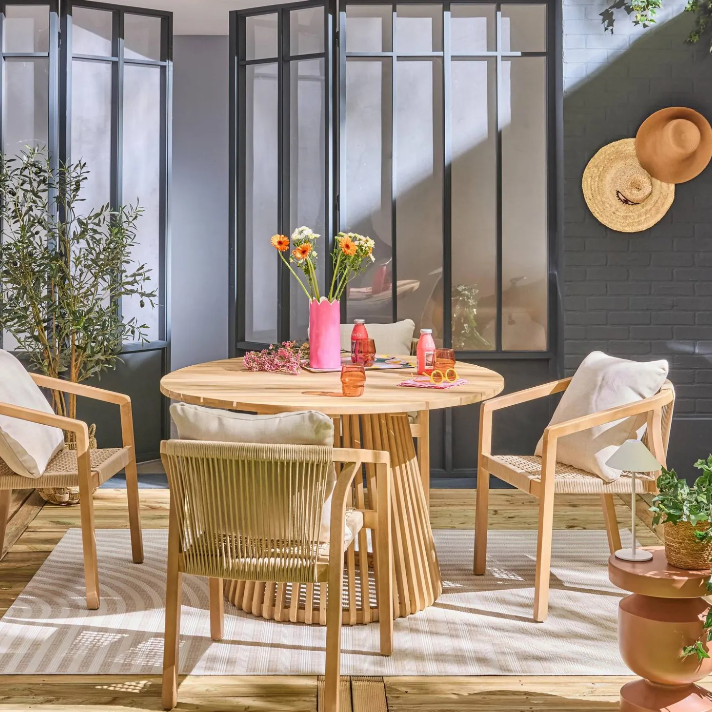 Mesa de comedor interior/exterior madera de acacia de 4 plazas